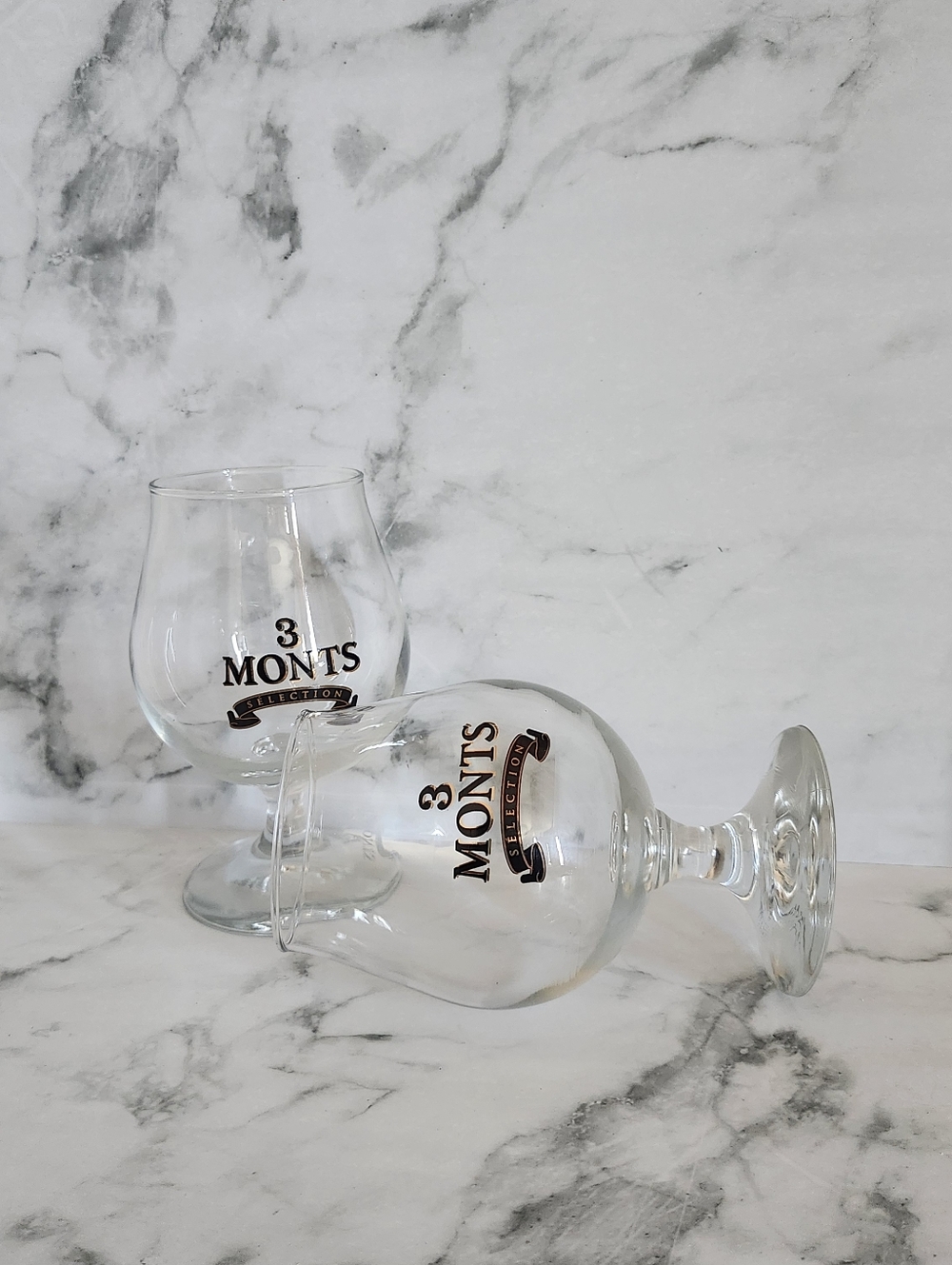 3 Monts Branded Snifter Glasses - Clear Glass, Set of 2